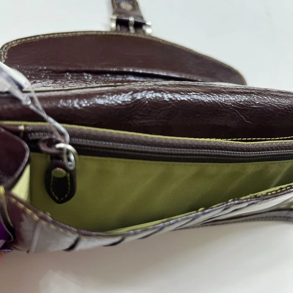 Buckle Wallet / Clutch - Shiny Brown Faux Leather - Multi-Pocket - NWT